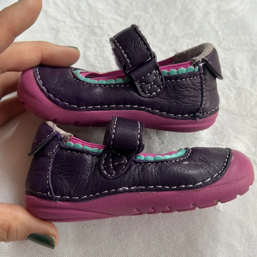 COPY - Stride Rite Baby girl purple leather Mary Jane Savanah Walkers Sz 3 mont…